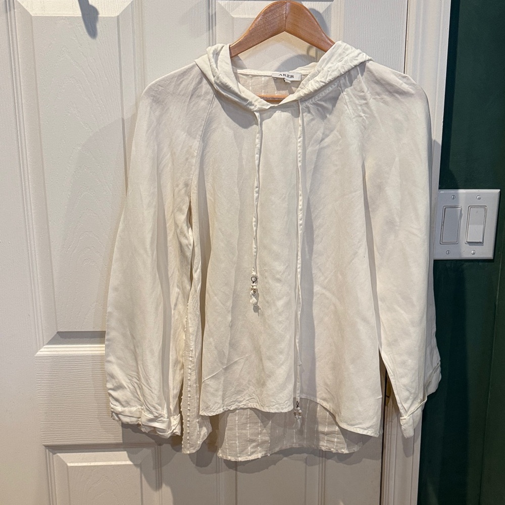 Chic Cream Hooded Blouse for Women
